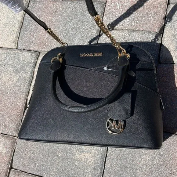 Michael Kors Jet Set Travel Medium Saffiano Leather Dome Satchel Black - Picture 14 of 16